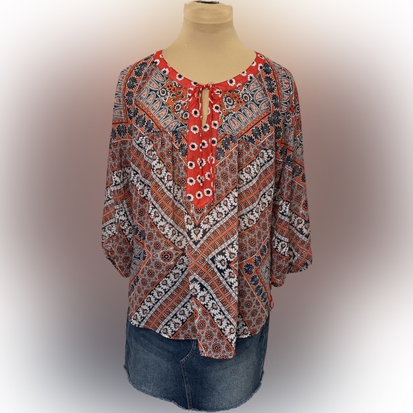 fig and flower Tops - Fig and Flower Boho Paisley and Floral Blouse